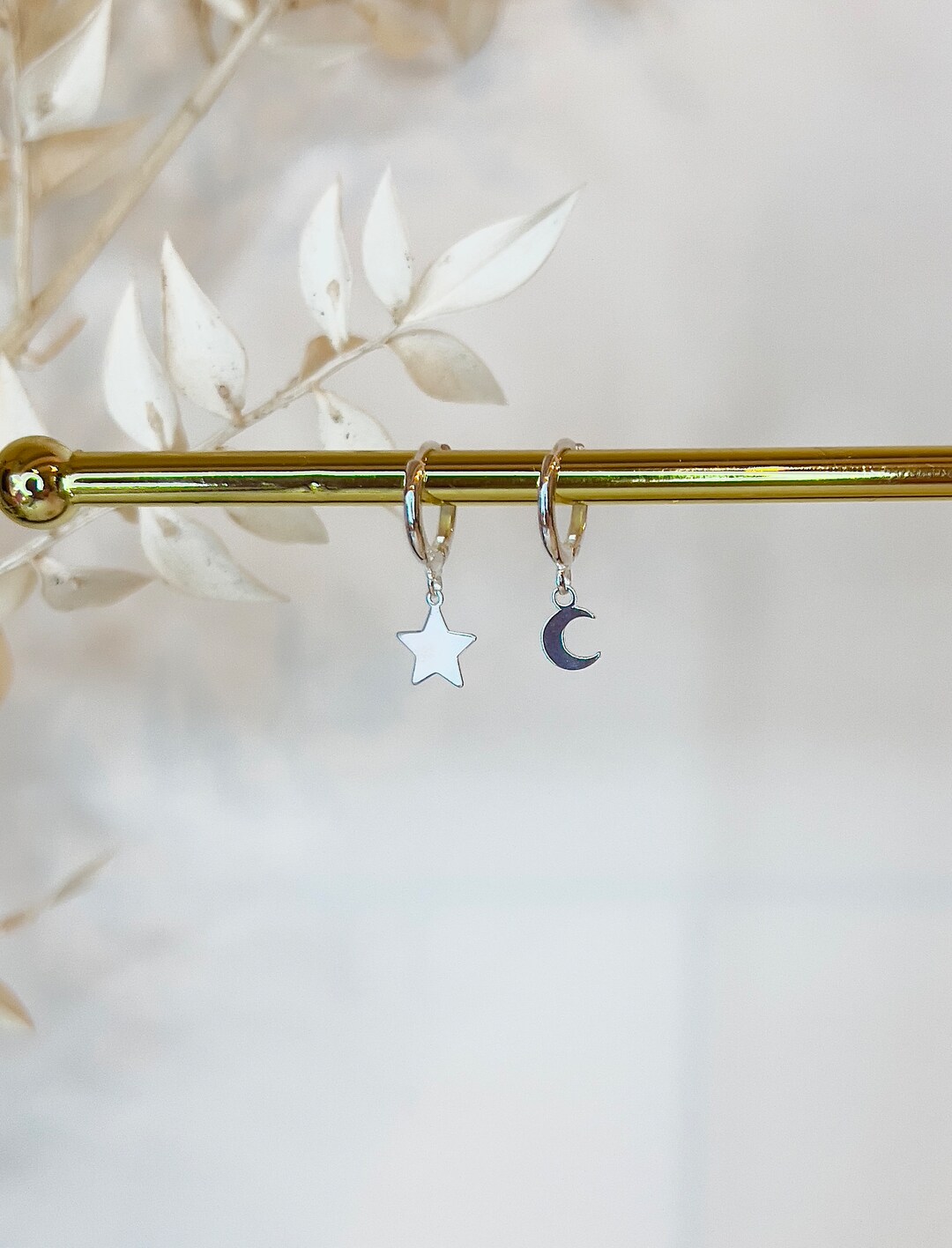 Moon and Stars Dome Hoop Earring main image 1