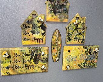 Bee themed gift | miniature piece of art, with a burst of yellow and black | Bee lover | bumble bee gift.
