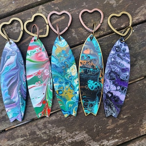 Surfboard keychains | Surfboard gift | Miniature piece of art to carry around on your bag/keys with one of these surfboard keyrings.