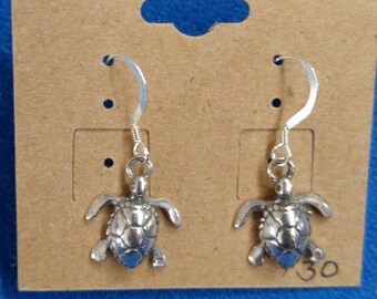 Sterling Silver Turtle Dangle Earrings