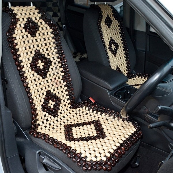 Handcrafted Wood Bead Car Seat Cover: Natural Comfort & Style