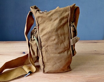 Soviet military bag - Beige canvas bag - Hiking military bag - Army kitbag - Vintage messenger