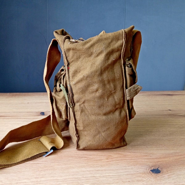 Soviet military bag - Beige canvas bag - Hiking military bag - Army kitbag - Vintage messenger