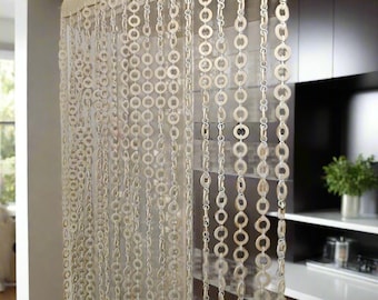 Cortina de cuentas de madera: Separador de ambientes bohemio, biombo de privacidad