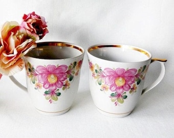 Vintage Floral Teacup Set for Two – Charming Tea Party Decor