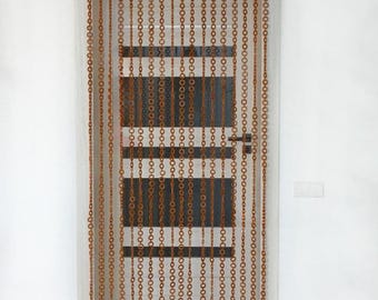 Unique Custom Size Door Curtains Handmade Wooden Bead Home Accent  Handcrafted Boho Home Decor Wood slat room divider