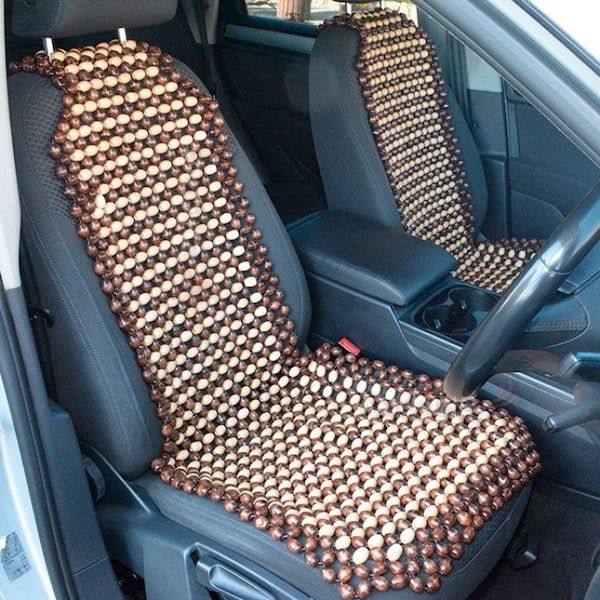 2 pcs Handcrafted Wood Bead Car Seat Cover: Natural Boho Style