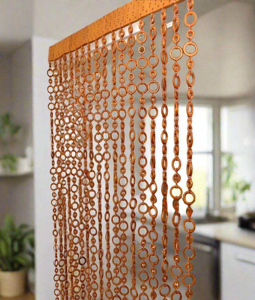 Wooden Bead Curtains for Farmhouse decor - Nature Handcrafted vintage curtains - New Home gift - Boho curtain for an inviting entryway