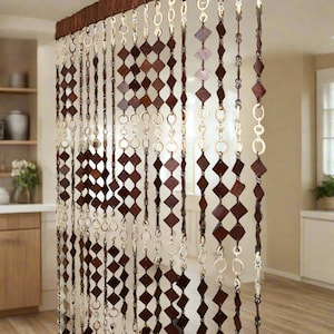 Bohemian Style Door Curtains - Customizable Wooden Bead Design - Wooden Bead Door Curtains - Housewarming gift first home