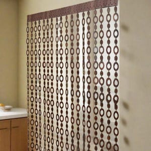 Natural Elegance: Custom Made Wooden Bead Door Curtains for Privacy and Style - Handcrafted Boho Home Decor