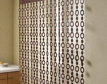 Natural Elegance: Custom Made Wooden Bead Door Curtains for Privacy and Style - Handcrafted Boho Home Decor