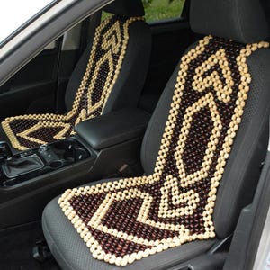 手作りの木製ビーズカーシートカバー - スタイリッシュで快適な車用シートカバー - 女性用カーアクセサリー - お父さんへのギフト