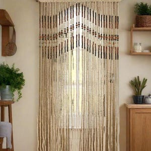 Wooden Bead Curtains for Farmhouse decor - Nature Handcrafted vintage curtains - New Home gift - Boho curtain for an inviting entryway