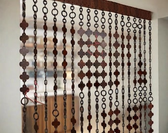 Wooden Bead Curtains for Farmhouse decor - Nature Handcrafted vintage curtains - New Home gift - Boho curtain for an inviting entryway