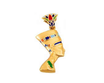 Nefertiti Pendant, 18k gold Nefertiti, Nefertiti Jewelry, Egyptian Queen Pendant