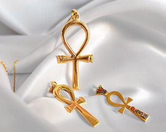 Gold Ankh Jewelry, 18k Gold Ankh Pendant, Egyptian Key Of Life Pendant, Solid Gold Ankh Necklace