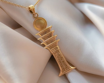 18K Gold Djed Pillar Pendant, Stability Pendant, Backbone of Osiris, Solid Gold Djed Necklace, Egyptian Pendant