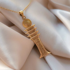 18K Gold Djed Pillar Pendant, Stability Pendant, Backbone of Osiris, Solid Gold Djed Necklace, Egyptian Pendant