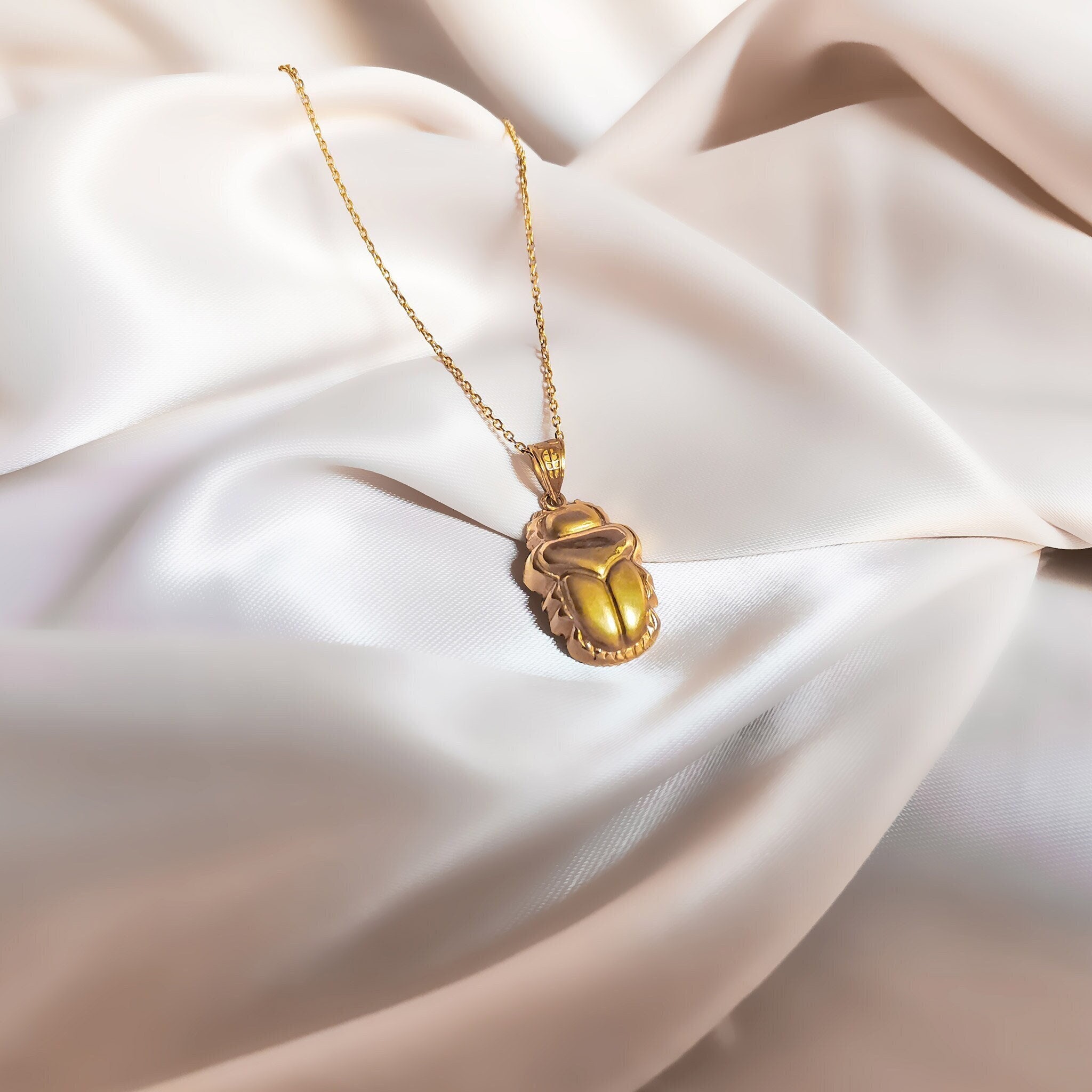 18k Gold Scarab Pendant Double Sided Scarab Ankh Solid Gold Scarab Necklace Egyptian Scarab Beetle Ankh Necklace Etsy Canada