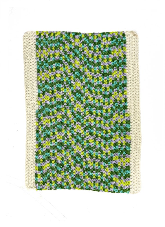 Vintage Lavender and Green Crocheted Blankie