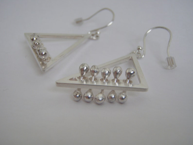 interactive sensory jewellery small oxidized silver. Triangle kinetic earrings