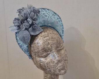 Constance - Powder Blue & Silver Crown Headpiece Headband Fascinator. Perfect for weddings, Ascot, Race days, Derby days, Parties.