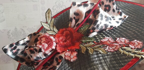 Luana - Black and Red Animal Print Leopard Wide Brimmed  display picture 2