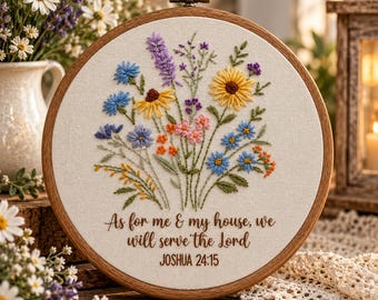 Beginner-Friendly Wildflower Hand Embroidery Kit with Scripture Options