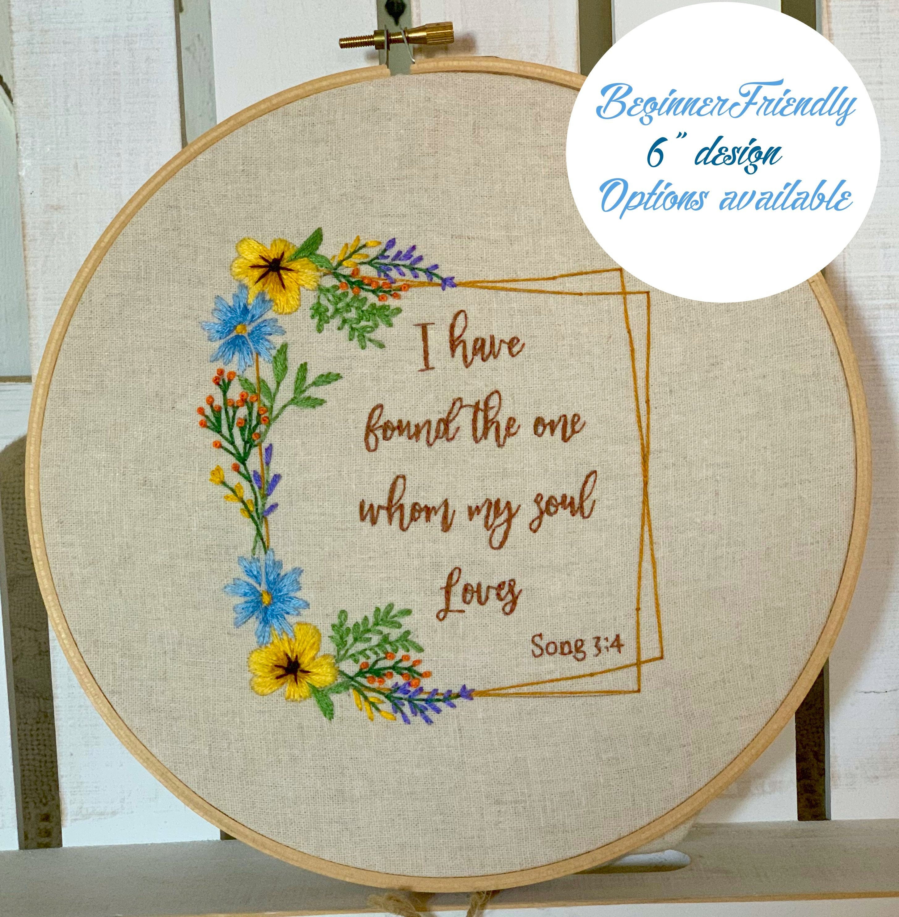 Floral Hand Embroidery Patterns PDF Christian Verse Floral | Etsy