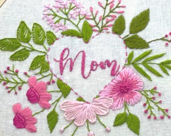 Floral Heart Embroidery Kit: Mother's Day Gift, Beginner DIY Craft