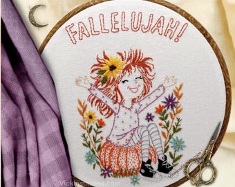 秋の女の子の刺繍キット：ファレルヤかぼちゃのデザイン（初心者向け