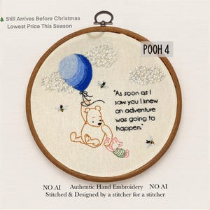 Winnie the Pooh Embroidery Kit: Piglet Adventure  Balloon Scene, Friendship Quote