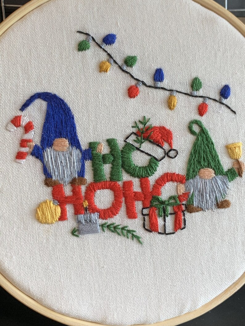 Kit De Broderie De Noël – Motifs Nains De Noël – Pour Débutants Adultes – Inclus Tissu, Fils, Aiguille, Cercle – Décoration Hivernale - 11