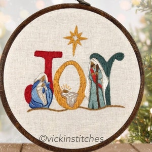 Beginner Christmas Nativity hand embroidery Kit. Manger Bethlehem Baby Jesus embroidery design. Christmas wise men North Star wall art decor