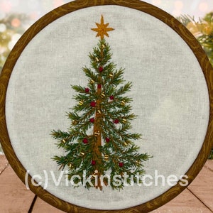 8” Realistic beaded Christmas Tree Embroidery Kit wall decor for beginner.  Christmas tree decoration.  wall decor embroidery craft kit