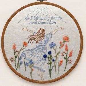 Lift Up My Hands Embroidery Kit – Floral Praise Design