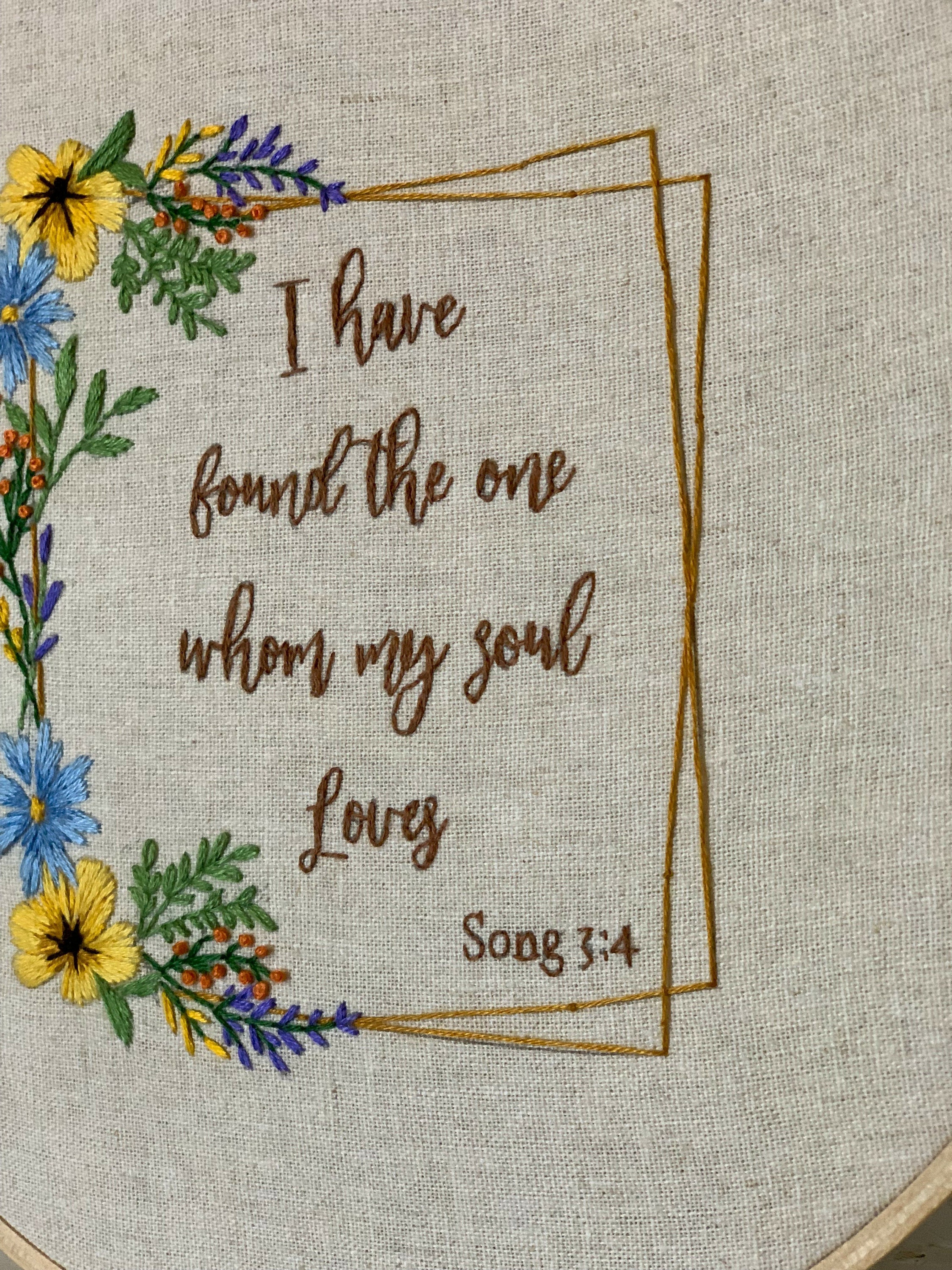 Floral Hand Embroidery Patterns PDF Christian Verse Floral | Etsy