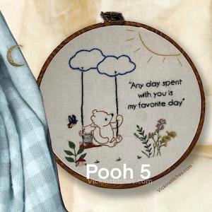 Winnie the Pooh embroidery.  Pooh wall decor for kids room. Cross-stitch needlepoint embroidery kit. Winnie the Pooh nursery art.