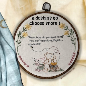 Winnie the Pooh beginner embroidery pattern PDF. Digital download. Winnie the Pooh Nursery wall art decor Pooh decor. nursery decor wall art