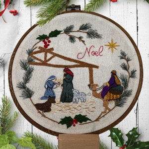 Beginner embroidery kit Christmas nativity scene .  holiday Christmas decor easy  DIY embroidery kit . Craft kit . Noel. Holiday embroidery