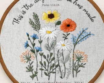 Wildflower Embroidery Kit | Psalm 118:24 DIY Hoop Art
