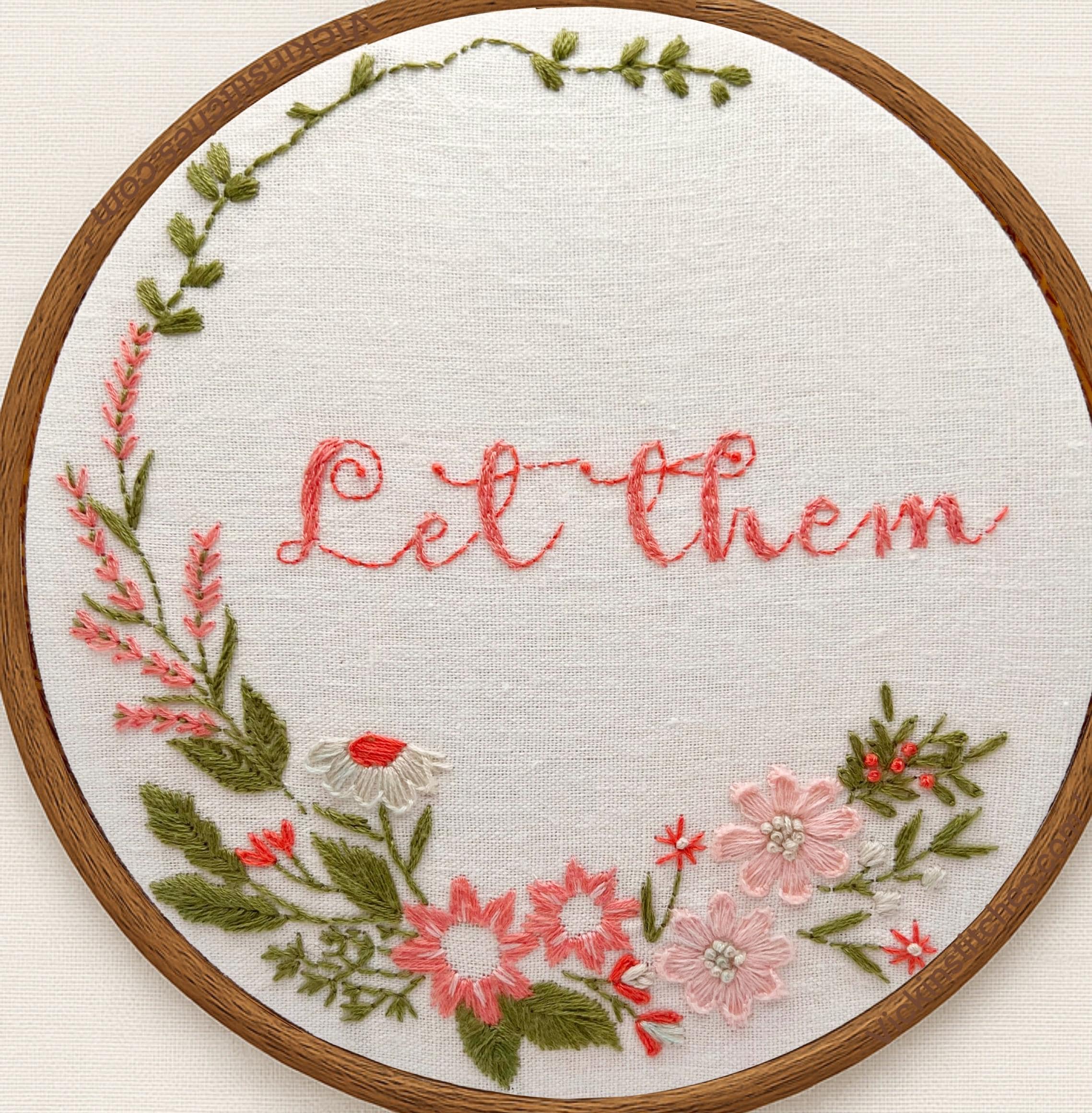 Let Them Embroidery Kit | Modern Floral Hand Stitch Hoop | Beginner Friendly DIY Needlework Project Mel Robbins Inspired