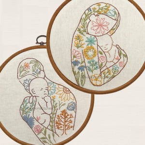Mother & Father new Baby Embroidery kit / Beginner Friendly baby nursery wall art/ baby shower embroidery gift/ diy new baby gift craft kit