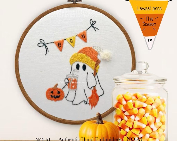Halloween Ghost Embroidery Kit – Beginner DIY Stitch Craft