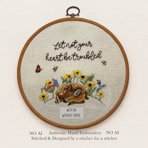 Fawn & Wildflower Embroidery Kit: Christian Bible Verse DIY Hoop