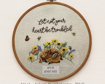 Fawn & Wildflower Embroidery Kit: Christian Bible Verse DIY Hoop