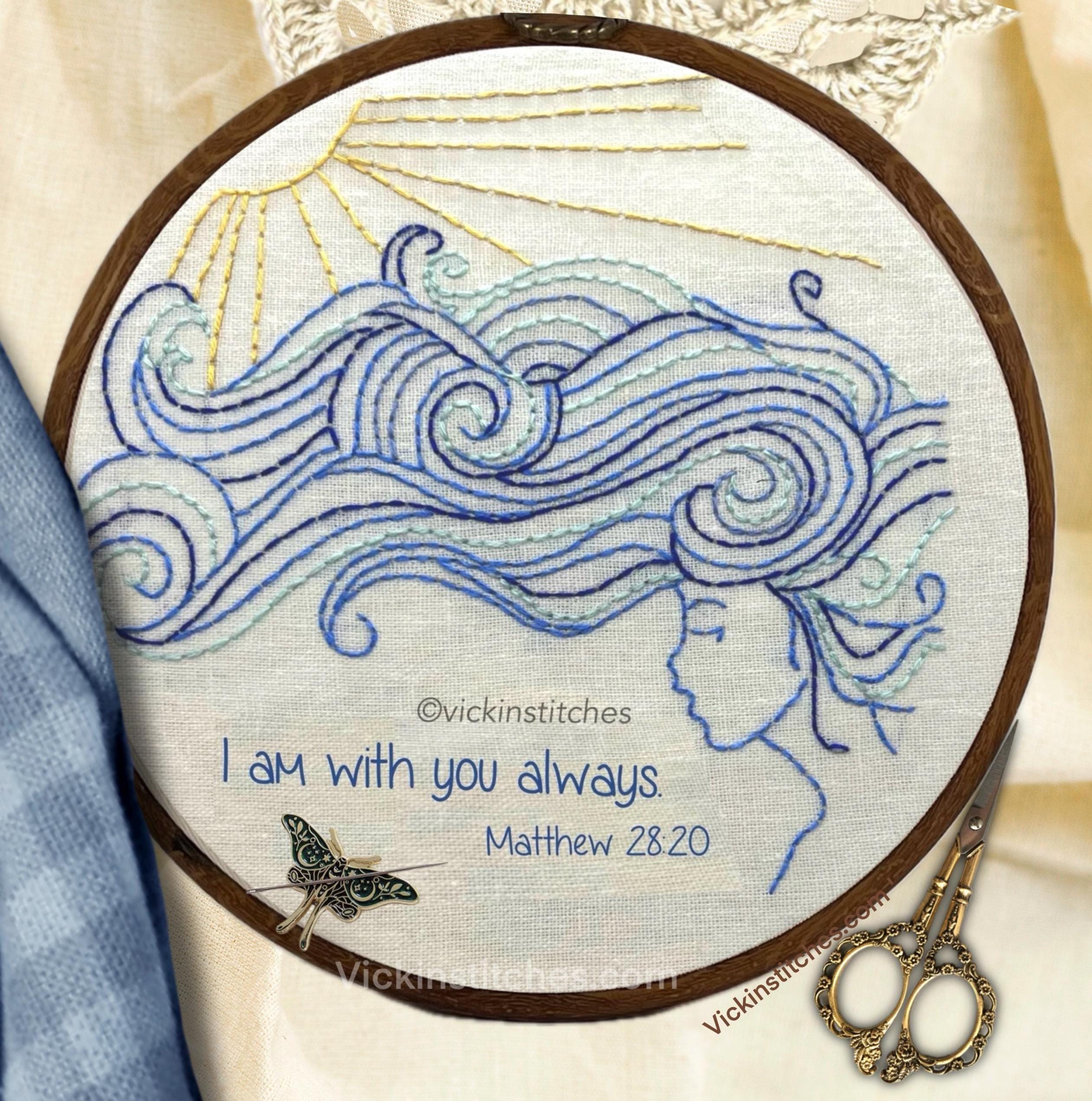 Beach waves coastal wall hanging embroidery Kit for beginners.  Ocean, beach, nature Christian craft diy. Beachlife sun worship handmade