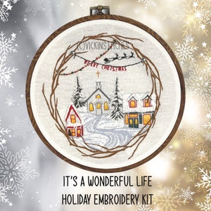 Christmas town It’s a Wonderful life  Embroidery kit . Christmas decor DIY . Craft kit . Holiday Christmas decorations