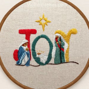 Christmas Nativity embroidery Kit wall decor. Joy to the world embroidery design. Nativity scene craft kit wall art home. Baby in manger