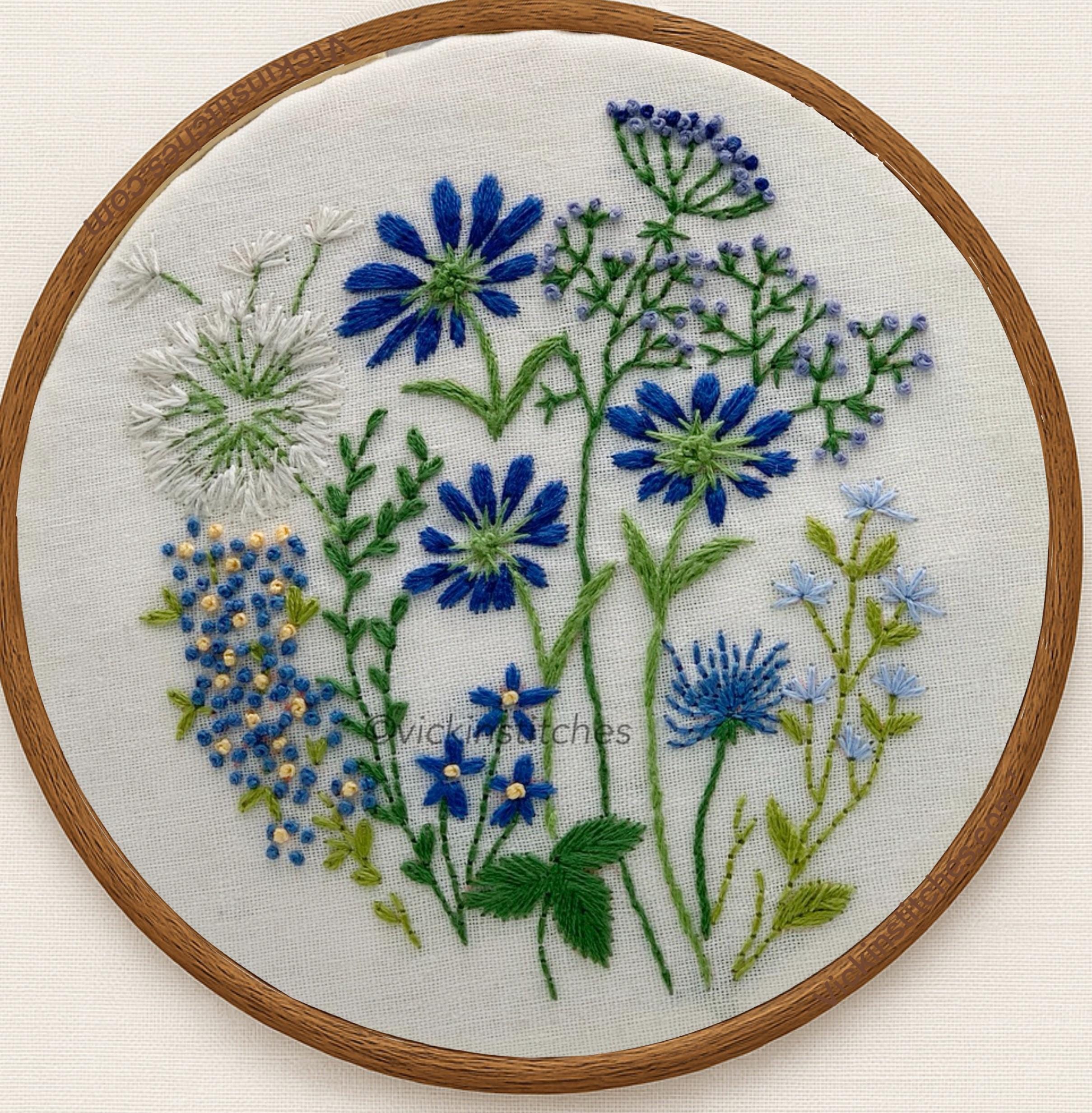 イラスト ハンドメイド・手芸 手刺繍アート【ハンドメイド】 花刺繍絵